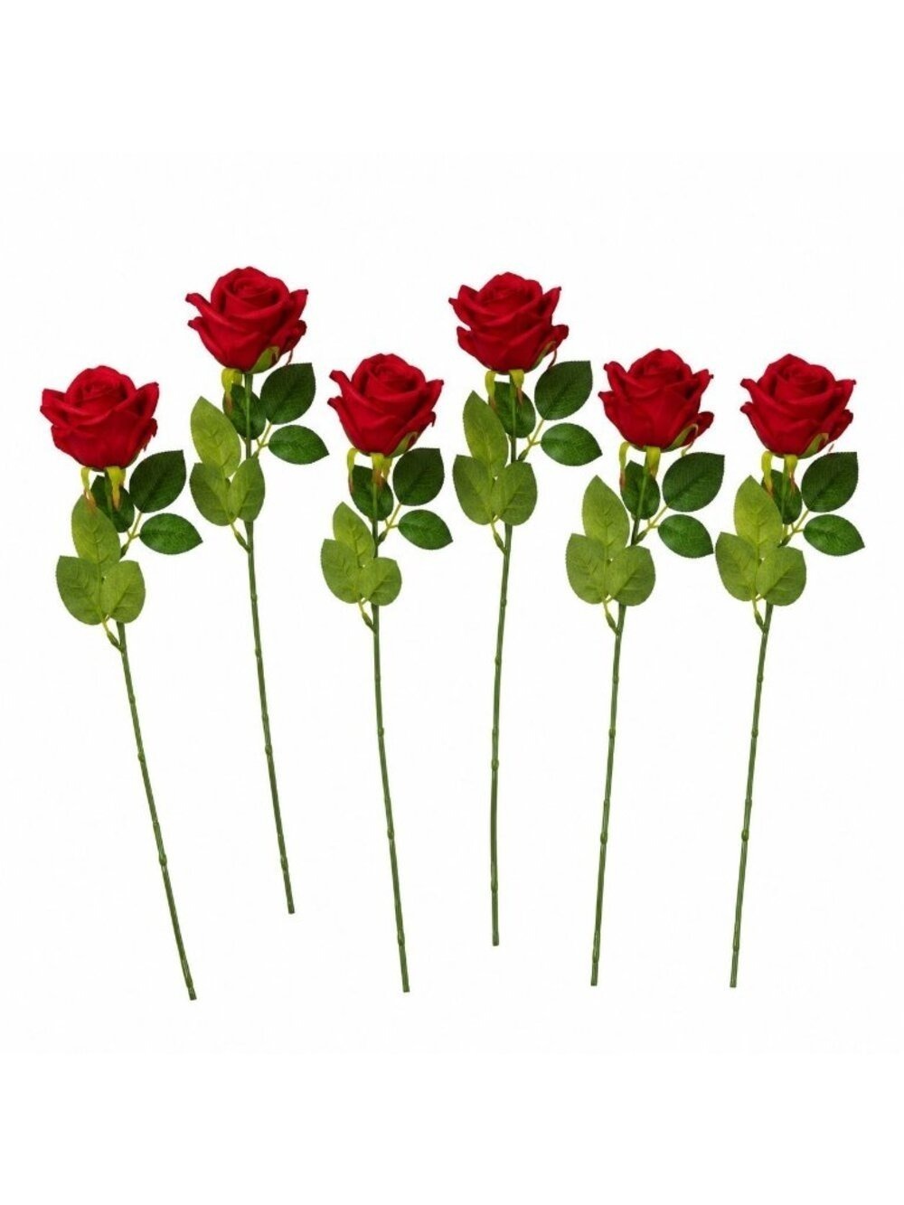 Set of 6 Red Rose Stems Faux Roses Artificial Red Flowers Romantic Wedding Farmh